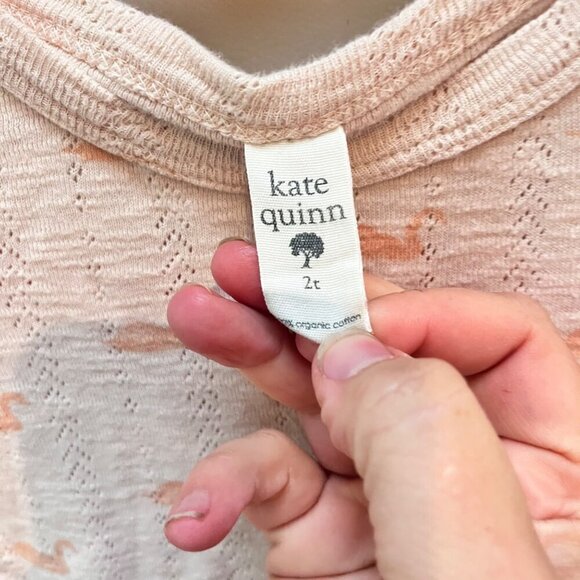 Kate Quinn  “Peach tiny Swan” Pointelle Knit Organic Cotton Set- Size 2T - Picture 2 of 5
